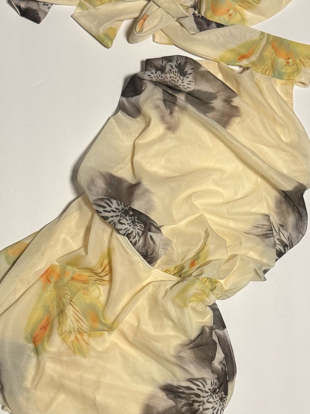 Sheer Floral Yellow Scarf - Lightweight Women’s Accessory
